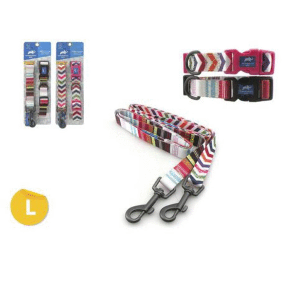 Animal Planet Collar + Correa Talle L Rayas