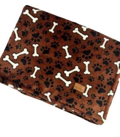 Manta Mis Patitas Sherpa Marrón Huesitos