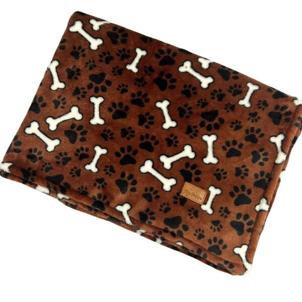 Manta Mis Patitas Sherpa Marrón Huesitos