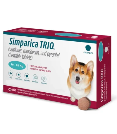 Tableta Antiparasitaria Para Perros Trio De 10 a 20 Kg