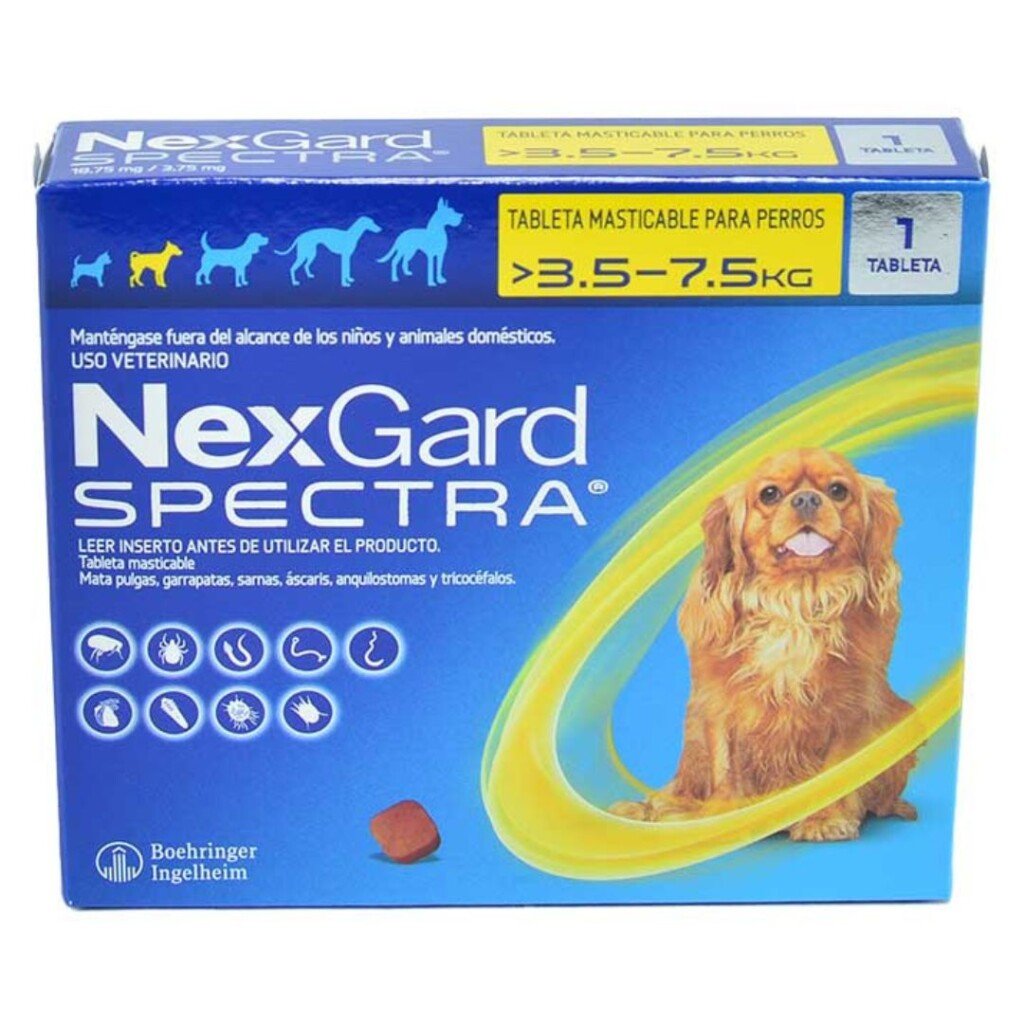 Tableta Antiparasitaria Para Perros De 3,5 a 7,5 Kg