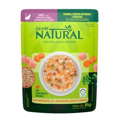 Sobre Guabi Natural Gato Pollo, Salmon, Cereales Integrales y Vegetales 85 Gr