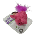 Raton De Juguete Para Gatos Fucsia Con Plumas