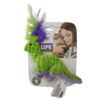 Juguete Para Gato Dinosaurio Verde Con Pluma