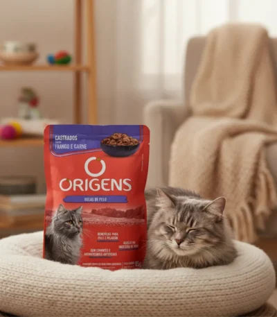 Sobre Origens Bola De Pelo Cat Castrados Pollo Y Carne 85Gr