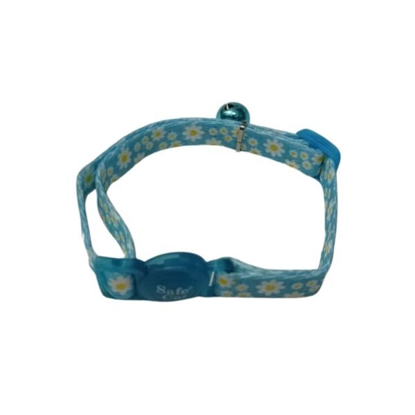 Collar Para Gatos Celeste Con Margaritas 20 a 30 Cm