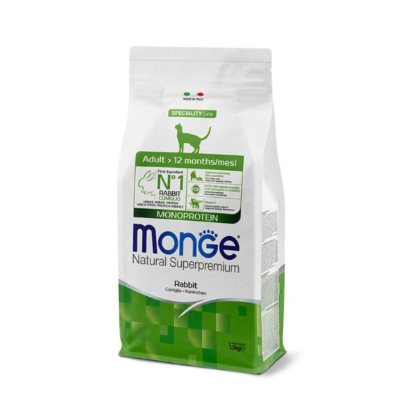 Alimento Para Gato Adulto Monge Monoproteina Sabor Conejo 1,5 kg