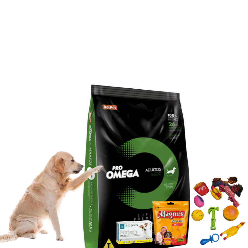 Alimento Omega Adulto Raza Pequeña 10 Kg+Galletas Magnus 1 Kg+Juguete Con Chifle+Pipeta Protech De 5-10 Kg