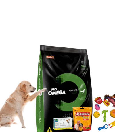 Alimento Omega Adulto Raza Pequeña 10 Kg+Galletas Magnus 1 Kg+Juguete Con Chifle+Pipeta Protech De 5-10 Kg