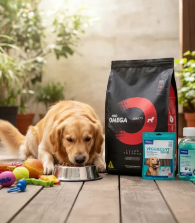 Alimento Omega adult Med/Gde 17kg+Aquadent+Veggiedent+Toy