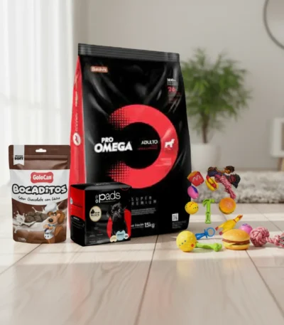 Alimento Omega Adulto Med/Gde17kg+Bocaditos+30 Paños+Juguete