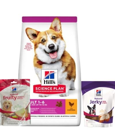Alimento Hills Perro Adulto Raza Pequeña De 2 Kg+Galletas Avena Y Manzana+ Tiras De Pollo Deshidratado