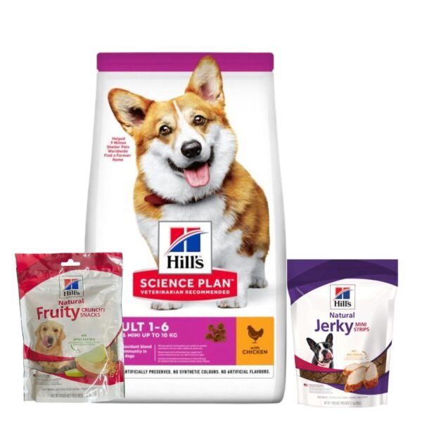 Alimento Hills Perro Adulto Raza Pequeña De 2 Kg+Galletas Avena Y Manzana+ Tiras De Pollo Deshidratado