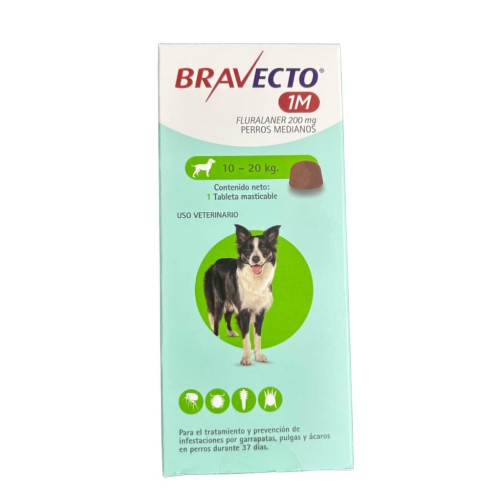 Pastilla Bravecto Mensual De 10 a 20 Kg Para Perros