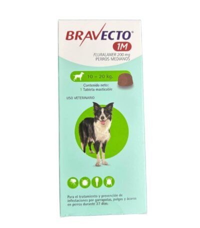 Pastilla Bravecto Mensual De 10 a 20 Kg Para Perros