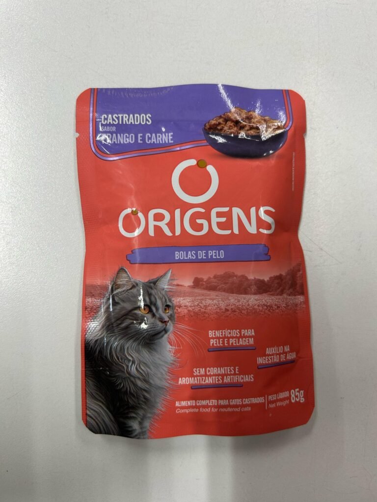 Sobre Alimento humedo origens Gato Castrado Sabor Pollo Y Carne Bola De Pelo 85 Grs
