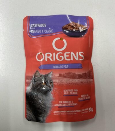 Sobre Alimento humedo origens Gato Castrado Sabor Pollo Y Carne Bola De Pelo 85 Grs