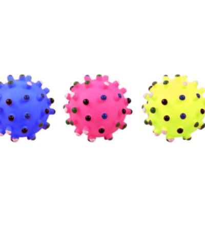 Juguete Pelota Amarilla Con Pinchos Para Perro Con Chifle 10,5 cm
