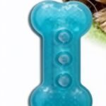 Juguete Hueso Que Hace Ruido A Botella Al Morder 14x7 Cm. Color Azul
