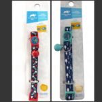 Collar Para Gatos Diseño Peces Color Azul Cuello 20-30 Cm Abre Facil