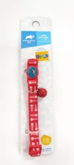 Collar Para Gatos Diseño Peces Color Rojo Cuello 20-30 Cm Abre Facil