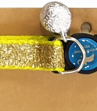 Collar Para Gato Color Amarillo Con Brillo. Abre Facio Cuello 20-30 Cm