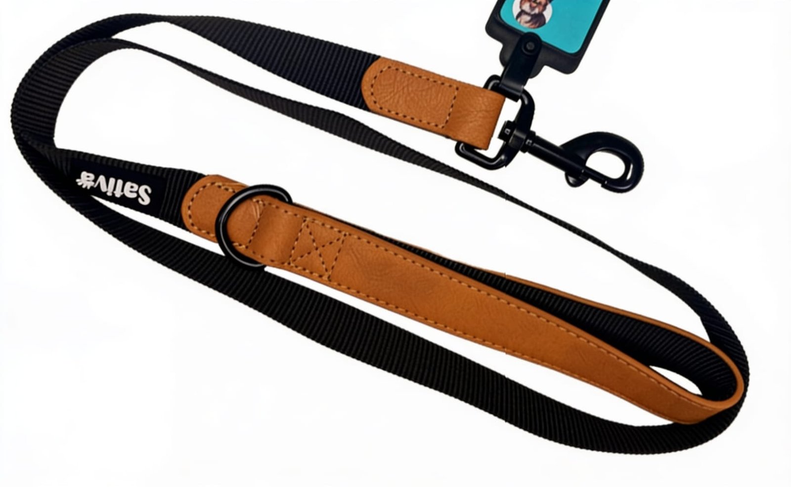 Correa Negra Con Mango Marron 120 cm Largo x 2,5 cm ancho Correa Negra Con Mango Marron 120 cm Largo x 2,5 cm ancho
