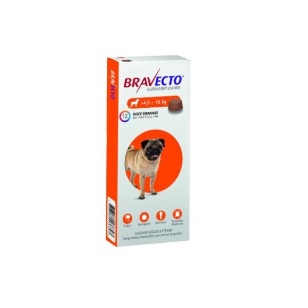 Bravecto Perro 4 a 10 Kg Contra Pulgas Y Garrapatas Duración 3 Meses